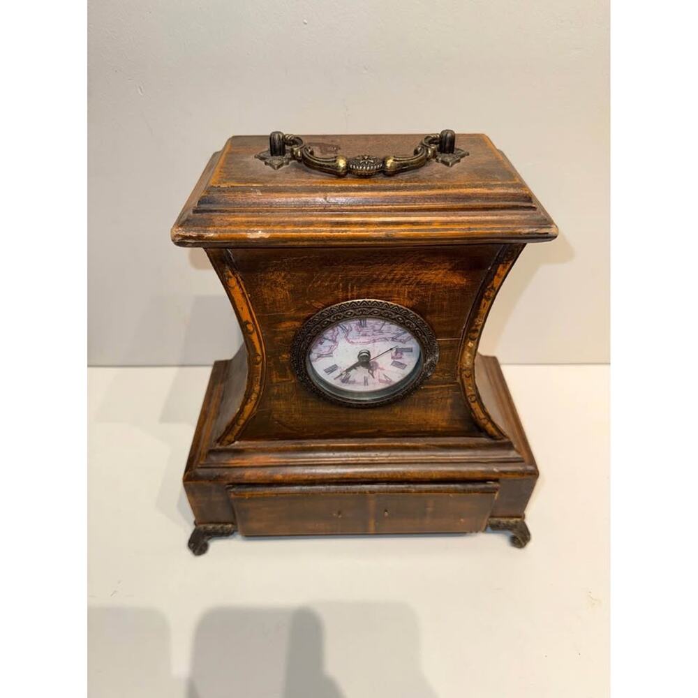 Decorative Wood Mantel Clock with Handle